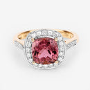 2.71 Carat Genuine Royal Pink Tourmaline and White Diamond 14K Yellow Gold Ring
