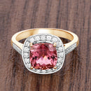 2.71 Carat Genuine Royal Pink Tourmaline and White Diamond 14K Yellow Gold Ring