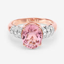 3.11 Carat Genuine Pink Tourmaline and White Diamond 14K Rose Gold Ring