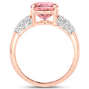 3.11 Carat Genuine Pink Tourmaline and White Diamond 14K Rose Gold Ring