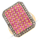 3.14 Carat Genuine Ruby and TTLB Diamond .925 Sterling Silver Ring