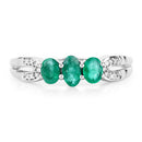 0.53 Carat Genuine Zambian Emerald and White Diamond 14K White Gold Ring