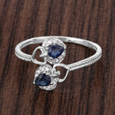 0.34 Carat Genuine Blue Sapphire and White Diamond 14K White Gold Ring