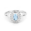 0.44 Carat Genuine Aquamarine and White Diamond 14K White Gold Ring