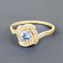 0.46 Carat Genuine Aquamarine and White Diamond 14K Yellow Gold Ring