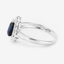 1.46 Carat Genuine Blue Sapphire and White Diamond 14K White Gold Ring