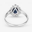 1.46 Carat Genuine Blue Sapphire and White Diamond 14K White Gold Ring