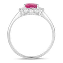 1.31 Carat Genuine Ruby and White Diamond 10K White Gold Ring