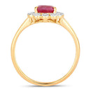 1.31 Carat Genuine Ruby and White Diamond 14K Yellow Gold Ring