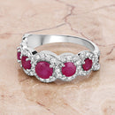 1.99 Carat Genuine Ruby and White Diamond 14K White Gold Ring