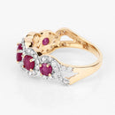 1.99 Carat Genuine Ruby and White Diamond 14K Yellow Gold Ring