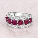 3.24 Carat Genuine Ruby and White Diamond 14K White Gold Ring