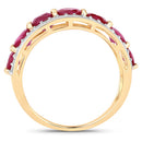3.24 Carat Genuine Ruby and White Diamond 14K Yellow Gold Ring