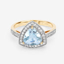 1.58 Carat Genuine Aquamarine and White Diamond 14K Yellow Gold Ring