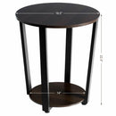 2-tier Round End Table with Storage Shelf & Metal Frame
