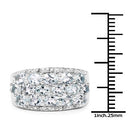 2.44 Carat Genuine Aquamarine & White Topaz .925 Sterling Silver Ring