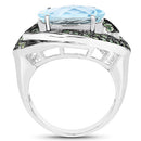 7.39 Carat Genuine Blue Topaz and Peridot .925 Sterling Silver Ring