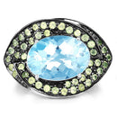 7.39 Carat Genuine Blue Topaz and Peridot .925 Sterling Silver Ring