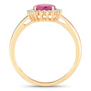 1.58 Carat Genuine Ruby and White Diamond 10K Yellow Gold Ring