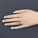 1.34 Carat Genuine Zambian Emerald and White Diamond 10K Yellow Gold Ring