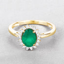 1.34 Carat Genuine Zambian Emerald and White Diamond 14K Yellow Gold Ring