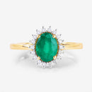 1.34 Carat Genuine Zambian Emerald and White Diamond 14K Yellow Gold Ring