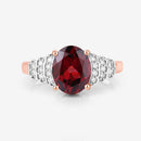2.87 Carat Genuine Rhodolite and White Diamond 14K Rose Gold Ring