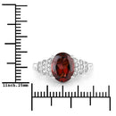 2.87 Carat Genuine Rhodolite and White Diamond 14K White Gold Ring