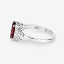 2.87 Carat Genuine Rhodolite and White Diamond 14K White Gold Ring