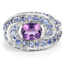 2.76 Carat Genuine Amethyst and Tanzanite .925 Sterling Silver Ring
