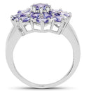 3.37 Carat Genuine Tanzanite and White Topaz .925 Sterling Silver Ring