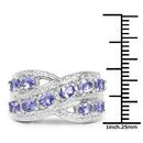 1.71 Carat Genuine Tanzanite and White Diamond .925 Sterling Silver Ring