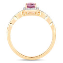 0.80 Carat Genuine Pink Sapphire and White Diamond 14K Yellow Gold Ring