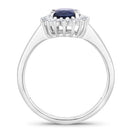 1.73 Carat Genuine Blue Sapphire and White Diamond 14K White Gold Ring