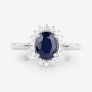 1.73 Carat Genuine Blue Sapphire and White Diamond 14K White Gold Ring