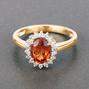 1.87 Carat Genuine Spessartite Garnet and White Diamond 14K Yellow Gold Ring