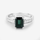 1.91 Carat Genuine Green Tourmaline and White Diamond 14K White Gold Ring