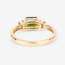 0.72 Carat Genuine Green Tourmaline and White Diamond 14K Yellow Gold Ring