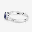 1.05 Carat Genuine Blue Sapphire and White Diamond 10K White Gold Ring