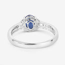 1.05 Carat Genuine Blue Sapphire and White Diamond 10K White Gold Ring
