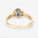 1.05 Carat Genuine Blue Sapphire and White Diamond 10K Yellow Gold Ring