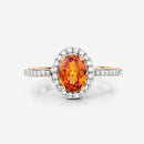 1.66 Carat Genuine Spessartite Garnet and White Diamond 14K Yellow Gold Ring
