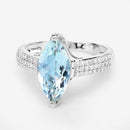 2.09 Carat Genuine Aquamarine and White Diamond 14K White Gold Ring