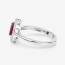 0.92 Carat Genuine Ruby and White Diamond 14K White Gold Ring