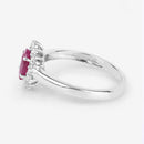 1.01 Carat Genuine Ruby and White Diamond 10K White Gold Ring