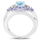 2.78 Carat Genuine Blue Topaz and Tanzanite .925 Sterling Silver Ring