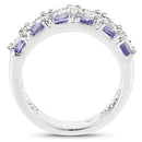 2.05 Carat Genuine Tanzanite and White Topaz .925 Sterling Silver Ring