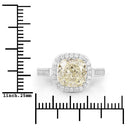 IGI Certified 4.02 Carat Genuine Light Yellow Diamond Center and 0.36cttw White Diamond 18K White Gold Ring (4.38cttw)