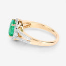 1.65 Carat Genuine Ethiopian Emerald and White Diamond 14K Yellow Gold Ring