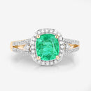 1.65 Carat Genuine Ethiopian Emerald and White Diamond 14K Yellow Gold Ring
